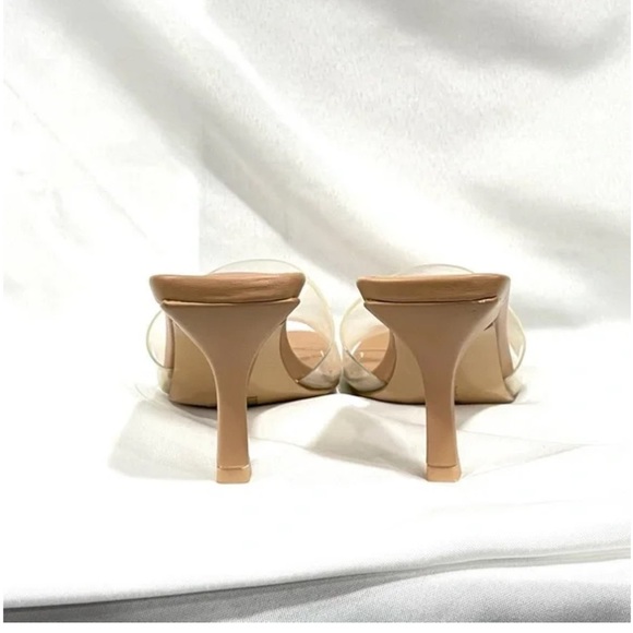 BCBGeneration Tan Heels with Clear Strap - Picture 3 of 6